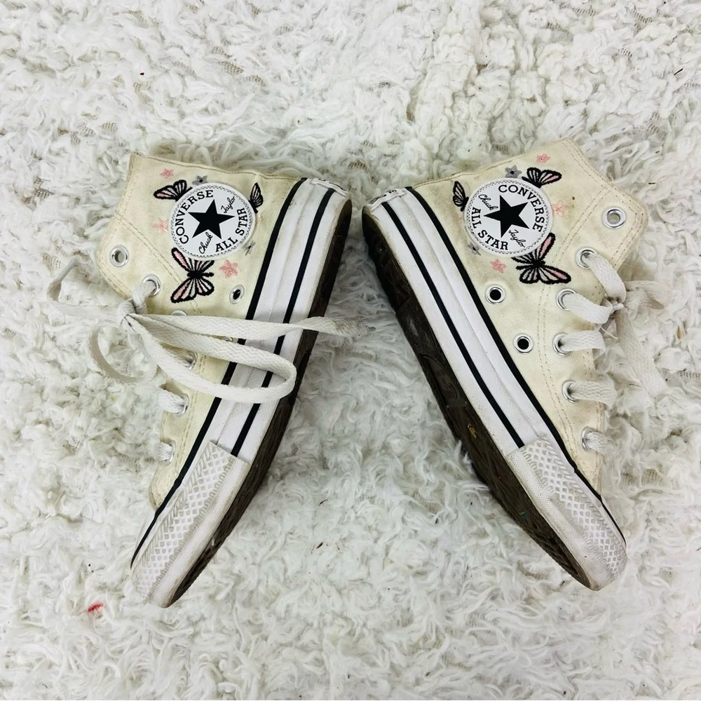 CONVERSE Kids High-Top Sneakers with embroidered Butterfly Design size 11